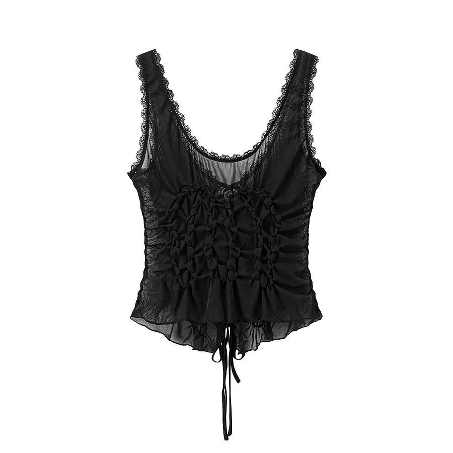 Nigikala Nigikala Women's Clothing INS Net Red Pop Sexy Hot Girl Bow Ornament Folding Top