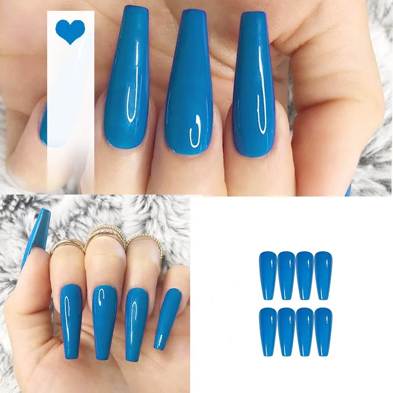 24PCS/box artificial nails with glue Milky white pink Gradients long Ballet Nail stick fake nail tips full cover acrylic-Nail Inspo