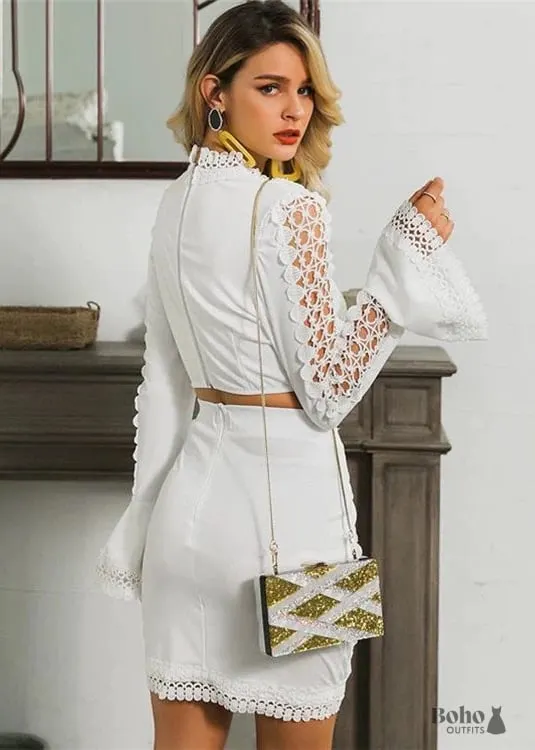 Boho Sexy White Party Mini Dress Gemma