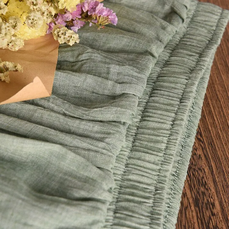 Uveng Women's Elegant 16 Color High Waist Elastic Waist Linen Pleated Long Skirts Ladies Slim Casual Skirt Saias New 2023 Summer SK05