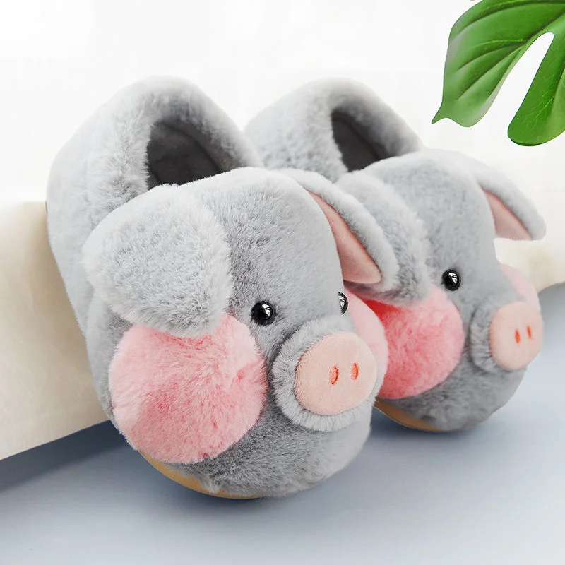 2022 Indoor Couple Shoes Men Women Fluffy Pig Slippers Girls Pink Fur Slides Kawaii Home Shoes Woman Cute Plush Piggy Slippers
