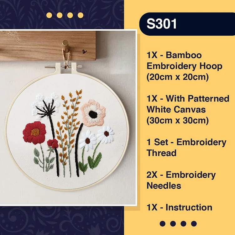 Floral embroidery kit