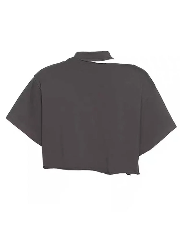 2022 Summer Gothic Y2K Short Sleeve T-Shirt Print O-neck E-girl Casual Fashion Crop Top Loose Punk Women Tee Streetwear Design