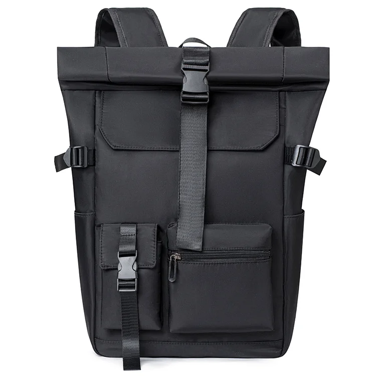 Waterproof Travel Backpack Roll Up Men Business Laptop Backpack (Black)