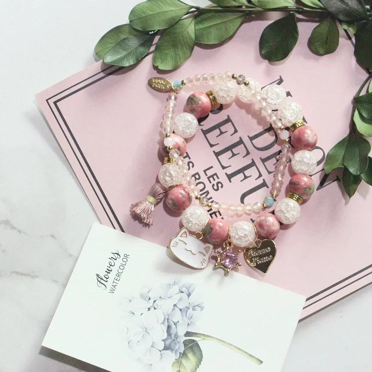 Pink Natural Stone Crystal Bracelet