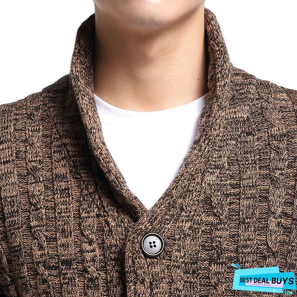 V-Neck Men's Knitted Coat