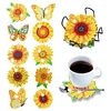 10pcs DIY Anti Slip Sunflower Coasters Stackable Creative for Tabletop Protection