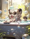 Diamond Painting -DIY Full Square Drill Bubbles and White Tiger(40x60cm)