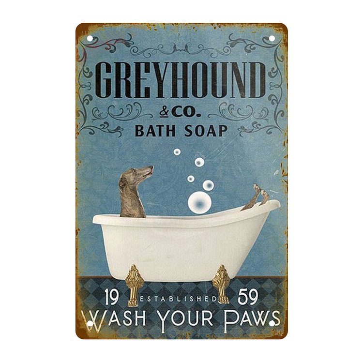 Greyhound Co. Bath Soap - Vintage Tin Signs/Wooden Signs - 7.9x11.8in & 11.8x15.7in
