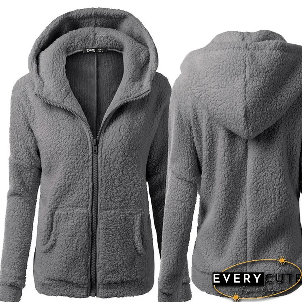 Women's Fashion Hooded Sweater Jacket Female Coat Women Casual Hoodie Coat Add Wool Sweatshirts
