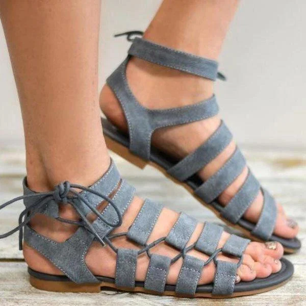  Summer Casual Lace Up Flat Sandals