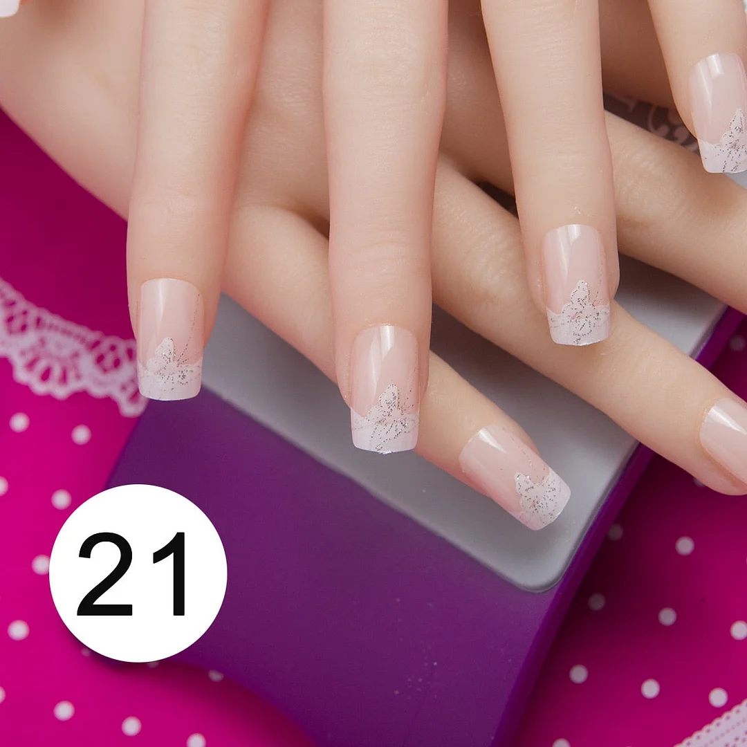 With 1 Piece Of Nail Adhesive Tape 24pcs/Box Press On Nail Art Tips Full Cover 10 Sizes False Nail Art Wedding Nails-Nail Inspo