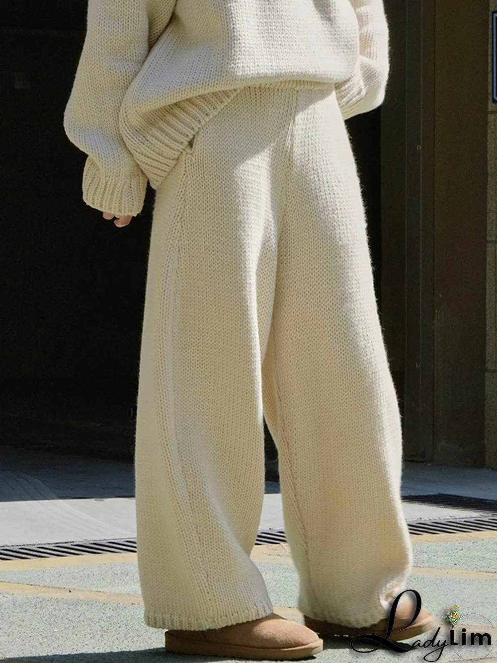 Casual Loose Wide Leg Solid Color Pants