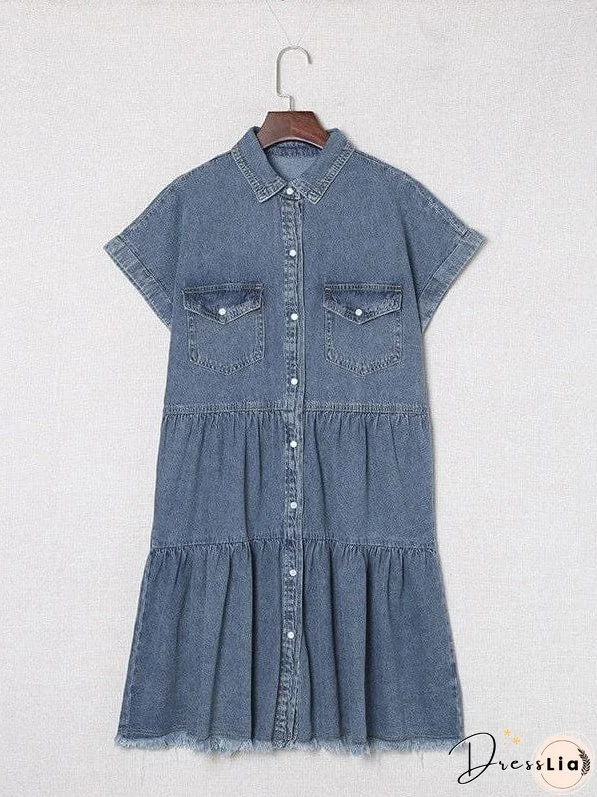 Denim Dress with Ruffles