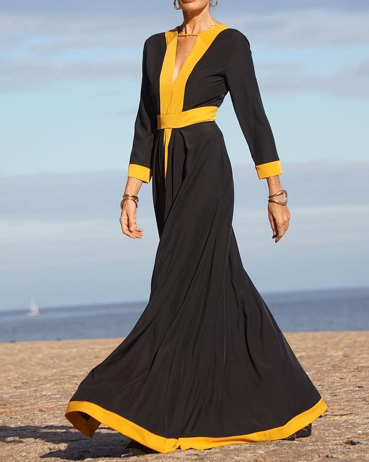 Casual V Solid Color Dress