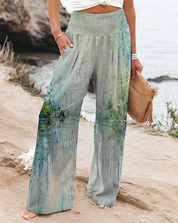 Women's Landscape Pattern Cotton Linen Loose Pants