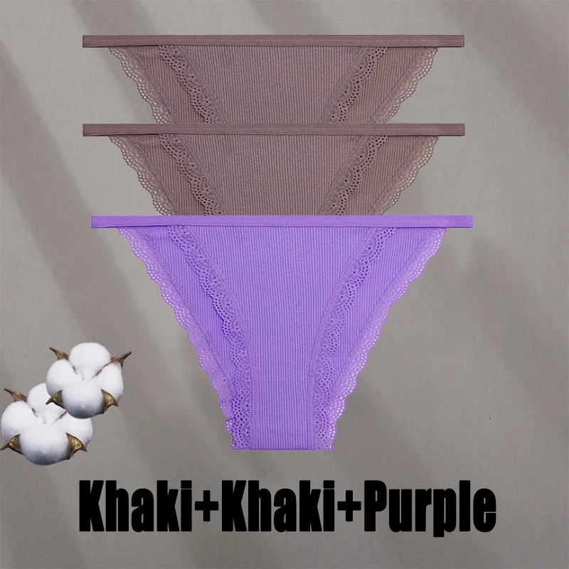 Billionm Women Sexy Lace Panties Cotton Breathable Underwear G-String Intimates Lingerie Female Solid Color Soft Underpants