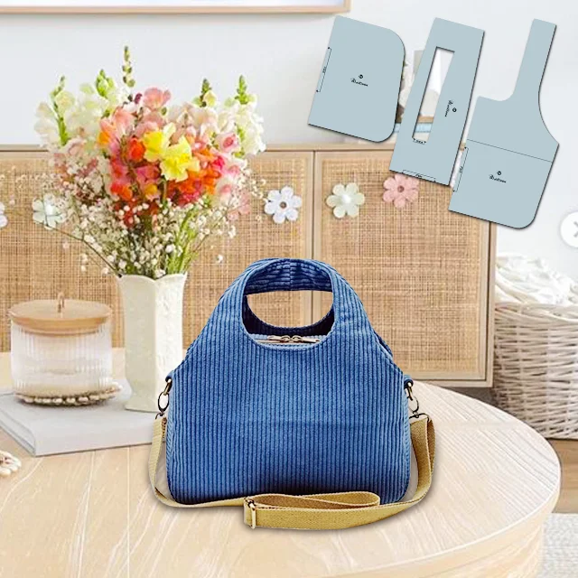 Triple Compartment Bag Sewing Template - Include Instructions
