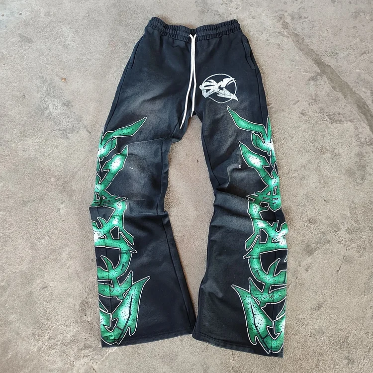 Vintage Money Talks Distressed Washed Cotton Elastic Pocket Pants