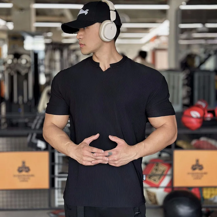 Men's V-Neck Short Sleeve Muscle Athletic Workout T-Shirts