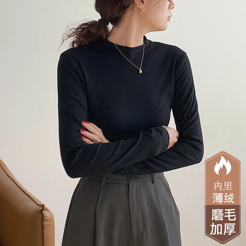 Toloer Standing Collar Solid Color Bottom Shirt Female Autumn Winter 2025 New White Inside The Design Sense Slim Hair Long Sleeve Jacket-Outfit Ideas