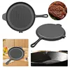 28cm Iron Ribbed Frying Pan Nonstick Handles Saucepan Pancake Skillet Household
