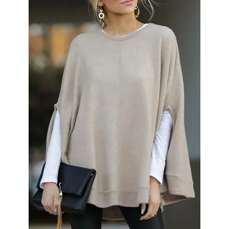 Casual Knitted Fall Solid Blouse