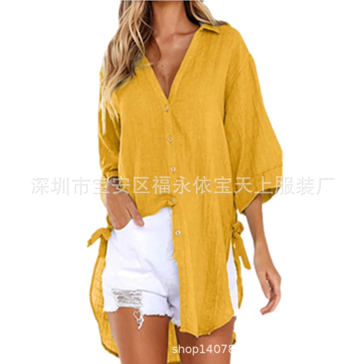 Wongn Wongn / Summer 2024 Women's New Linen Cotton Linen Shirt Irregular Cardigan Women