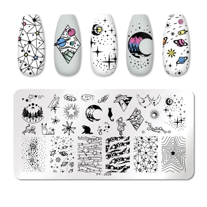 PICT You Rectangle Stamping Plate Space Nail Picture Design Stamp Templates Nail Art Image Plate Stainless Steel Tools