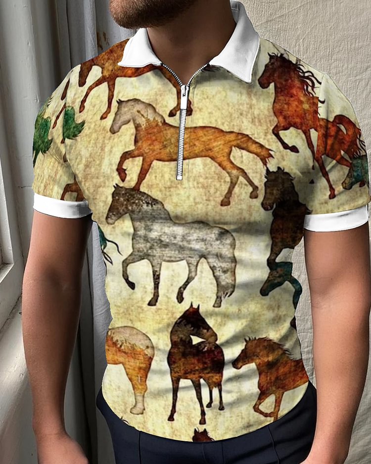 Men's fashion star print shirt 4d31
