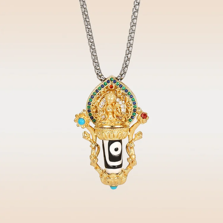 Manjusri Bodhisattva Dzi Bead Necklace