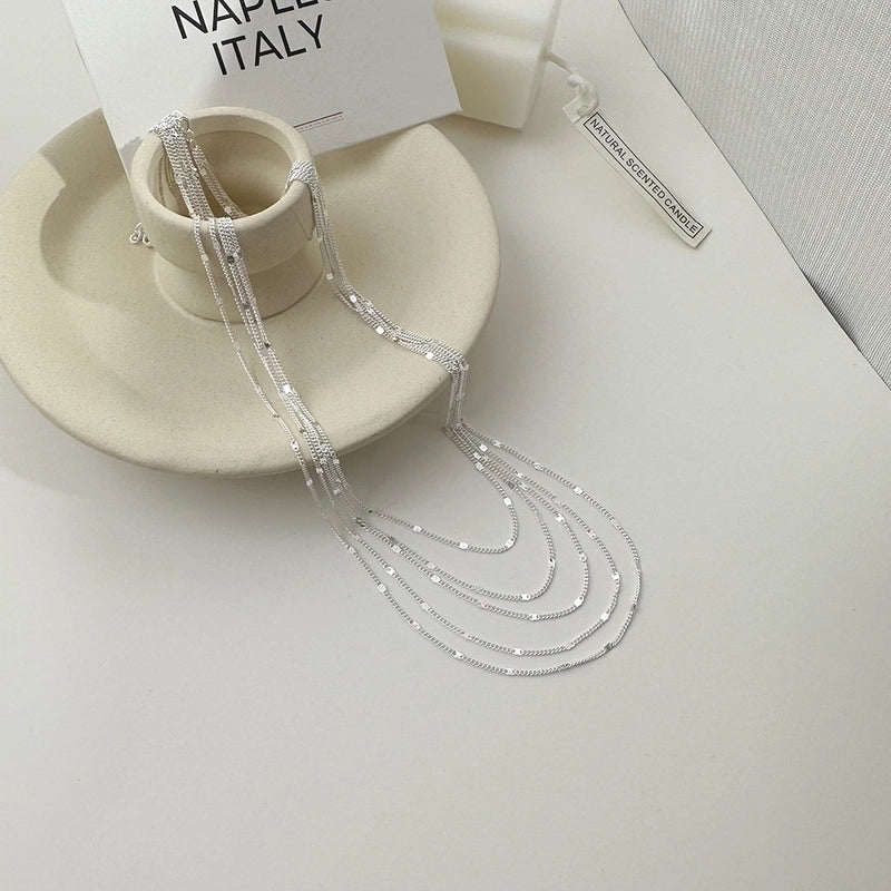 925 Sterling Silver Plating Chain Solid Color Necklace