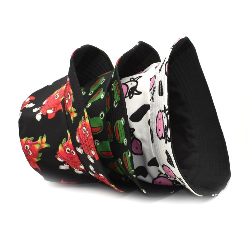 Unisex Casual Minimalist Animal Fruit Printing Wide Eaves Bucket Hat