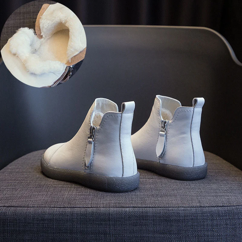 Fujin Spring Genuine Leather Cow Women Ankle Boots Waterproof Slip on Super Comfortable Booties Autumn Winter Shoes Non Slip