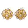 Stylish Copper Shell Pearls Golden Earrings
