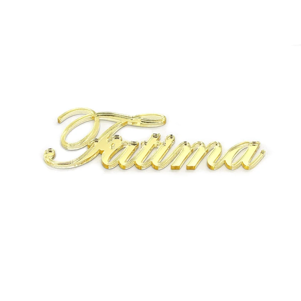 12x Personalized Acrylic Gold Mirror Laser Cut Names Baby Name Tags Place Cards Wedding Table Decor Favor Chocolate Baptism Box