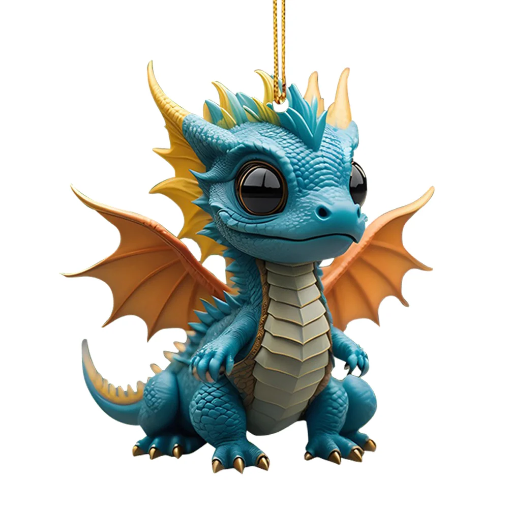 2D Christmas Baby Dragon Decor Cute 8cm Flat Acrylic Hanging Ornament Party Gift