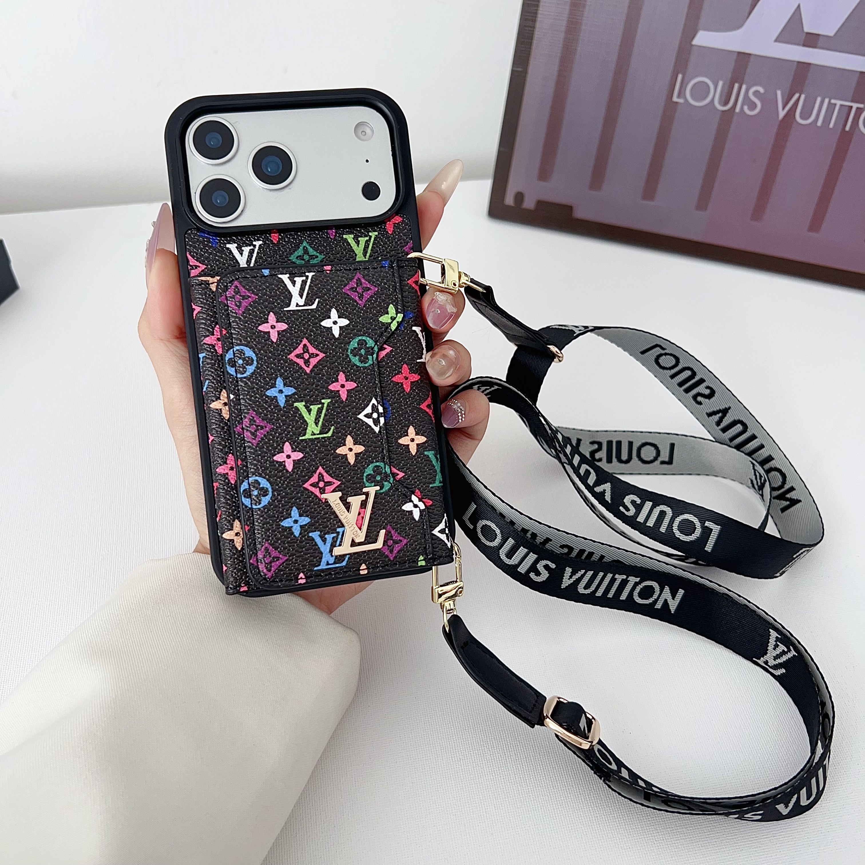 Louis Vuitton Crossbody Wallet Phone Case | Luxury Lanyard Cover for iPhone & Samsung Galaxy