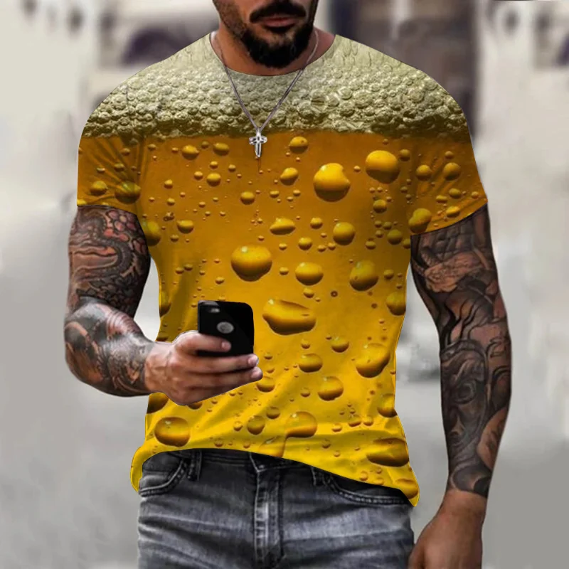 Men's 3D Print Water Drop Colorblock Short Sleeve T-shirt