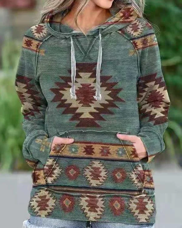 Women's Aztec Print Casual Hoodie