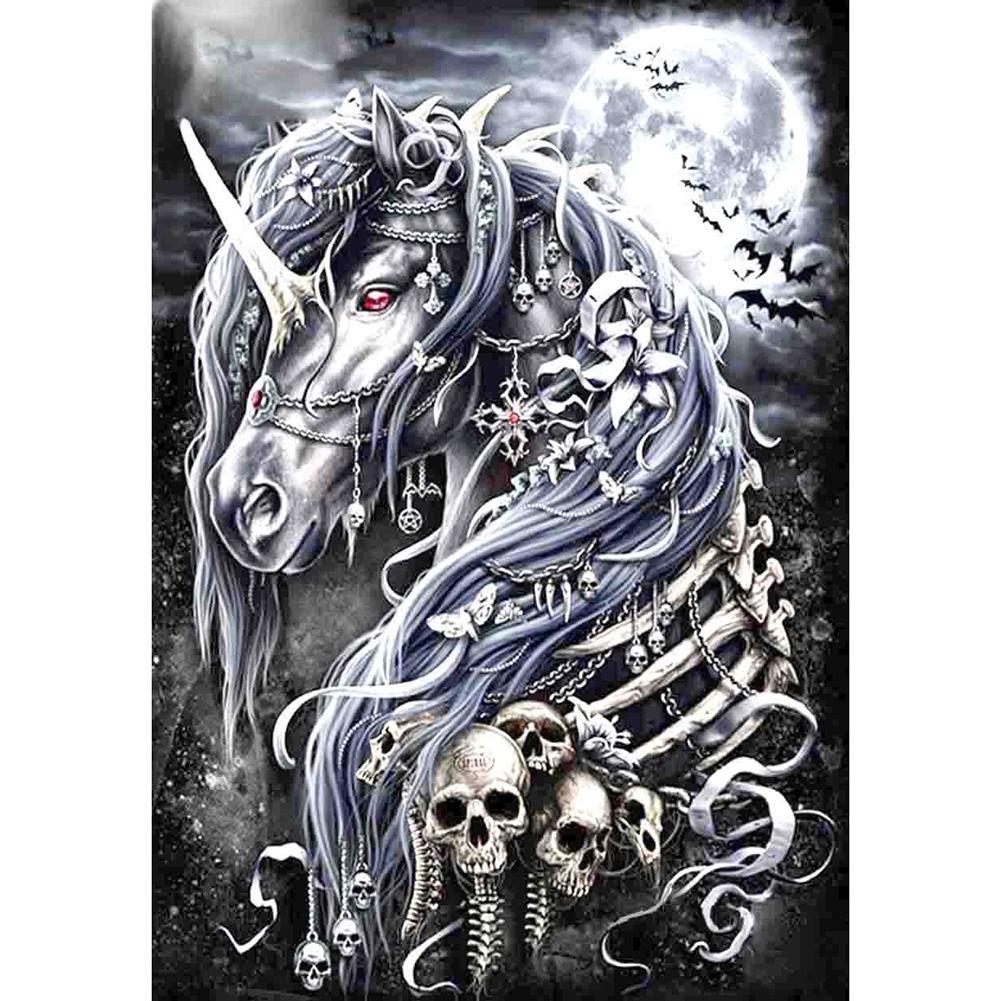 

(Multi-Size) Dark Horse Skull - Round/Square Drill Diamond Painting - 30*40CM, Square diamond 40*50cm, 501 Original