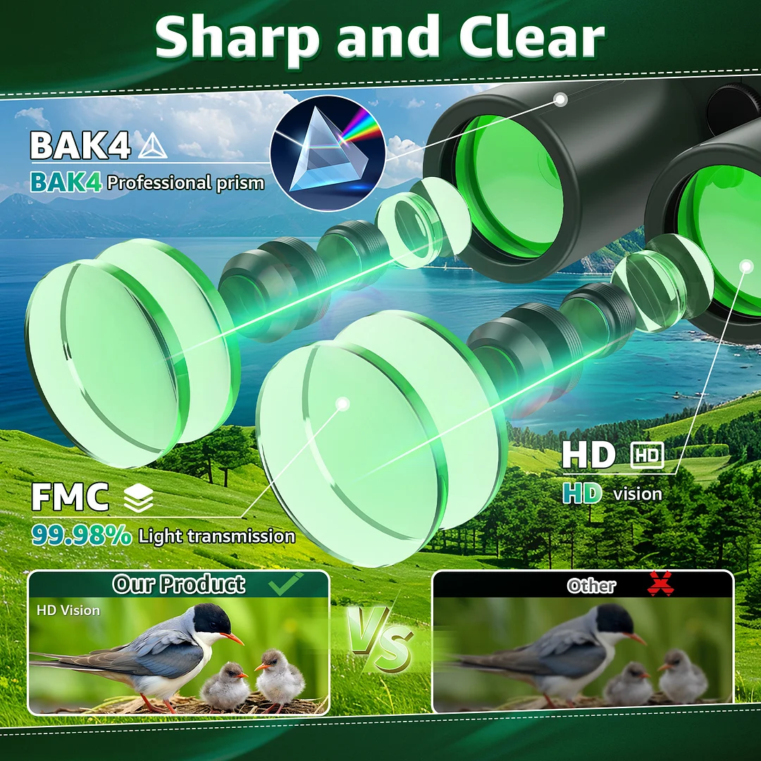  BEBANG 10x42 HD Binoculars for Adults, Large View Binoculars with Clear Low Light Vision,Binoculars for Bird Watching Travel