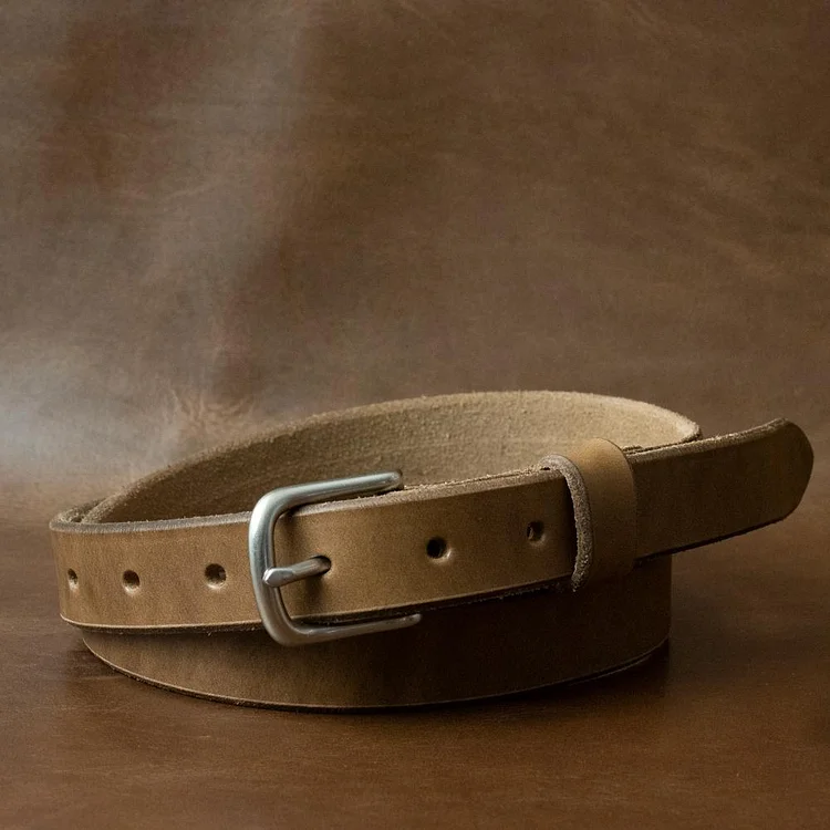 Handmade Leather Walt Skinny Belt - Natural