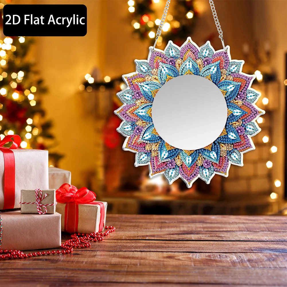 Mandala DIY Diamond Painting Mirror Kit Diamond Art Makeup Mirror for Beginners
