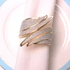 Grey Silver Shimmers Feather Hug Golden Napkin Ring