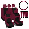 FH Group Car Seat Covers Full Set Cloth,Universal Fit combo,Washable Automotive Seat Covers,Low Back Front Seat Covers,Airbag Compatible,Split Bench Rear Seat for SUV,Sedan,Van Burgundy