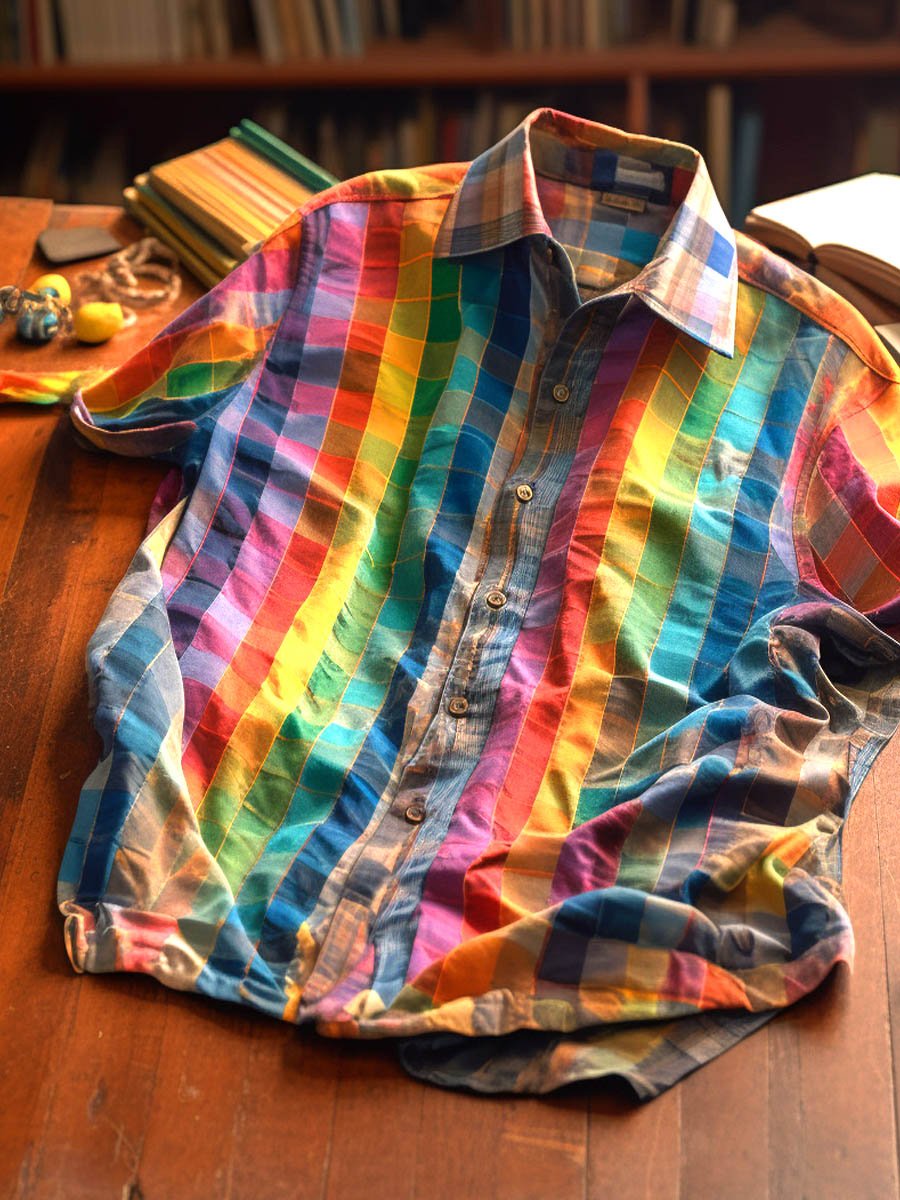 Men's Rainbow Plaid Shirt
