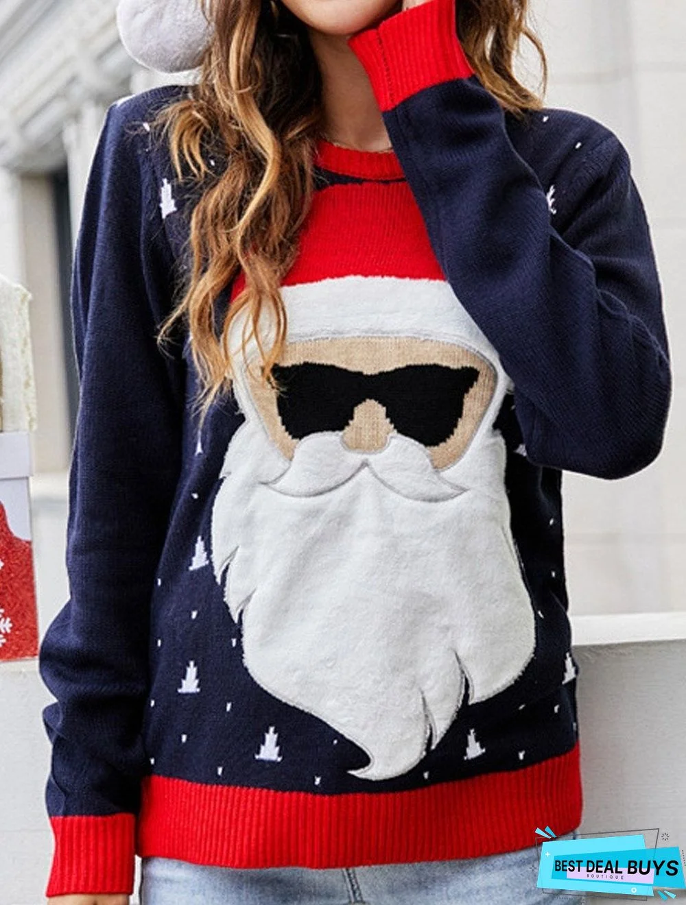 Casual Santa Crew Neck Long Sleeve Sweater