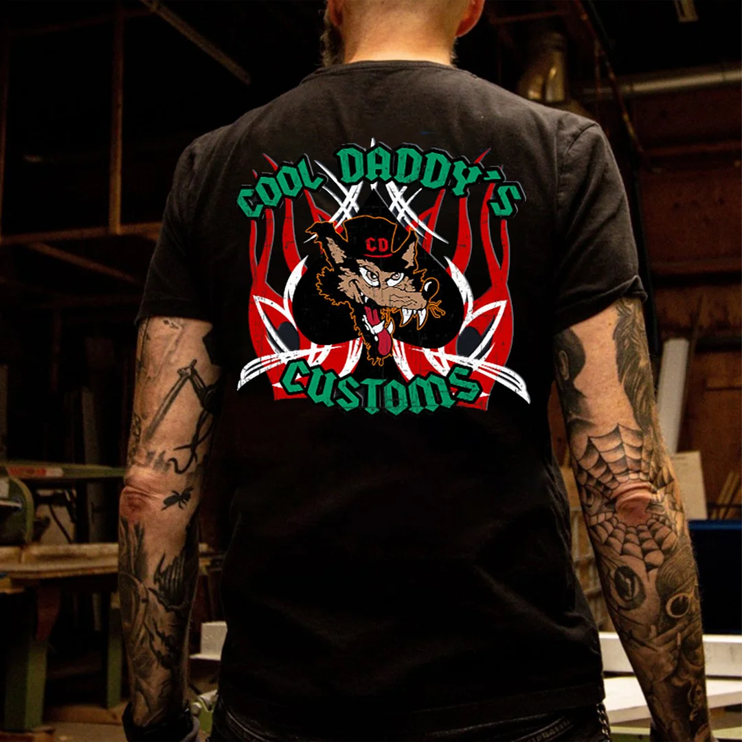 COOL DADDY'S CUSTOMS Big Wolf Print Men's T-shirt