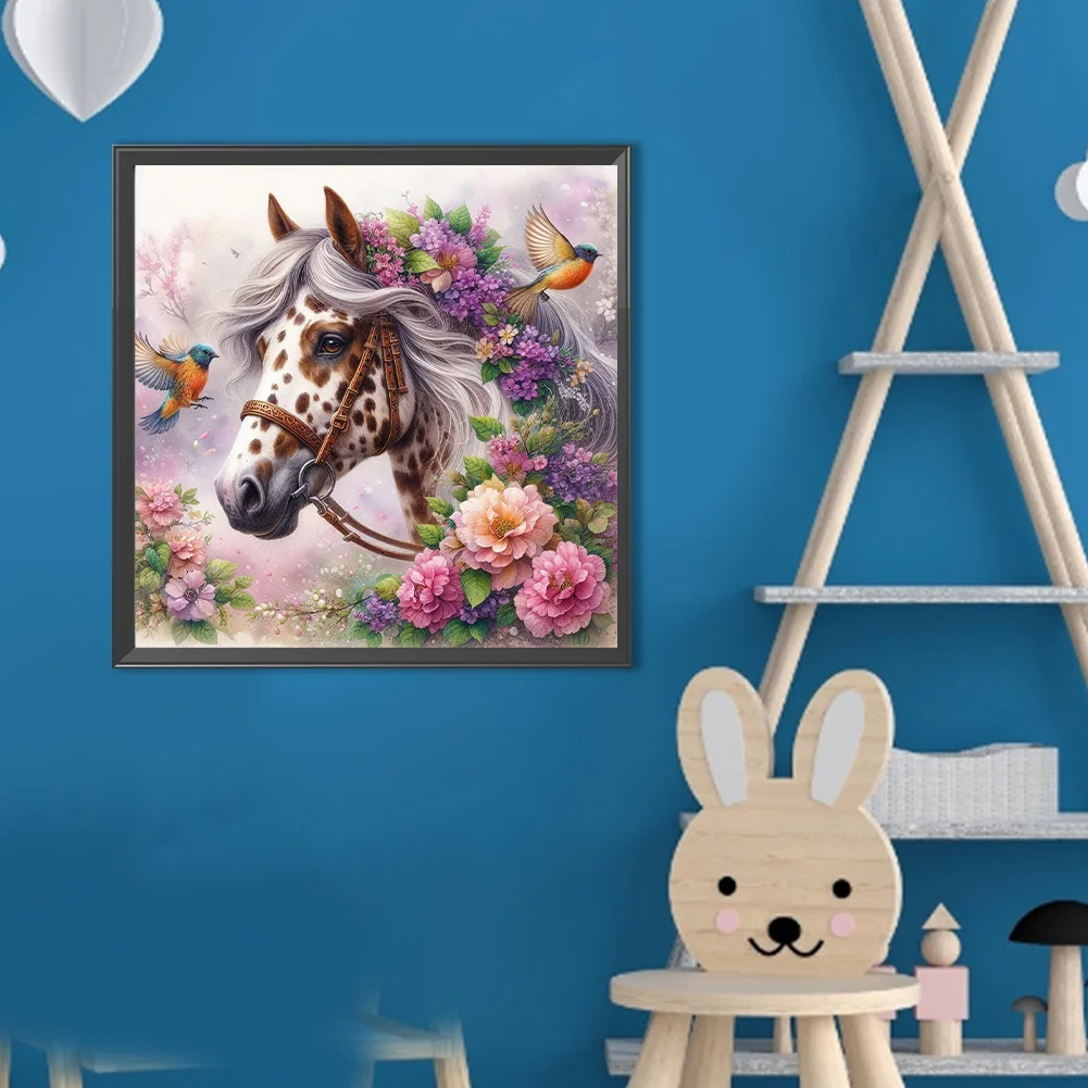 Diamond Painting - Full Round Drill - Flower Horse(Canvas|40*40cm)
